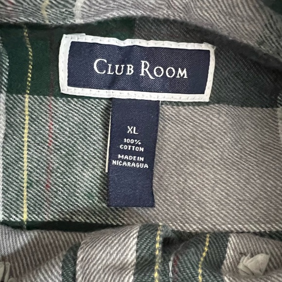 Club Room Plaid Flannel Long Sleeve Button Down Shirt Ivy League Green Sz XL - Picture 8 of 10